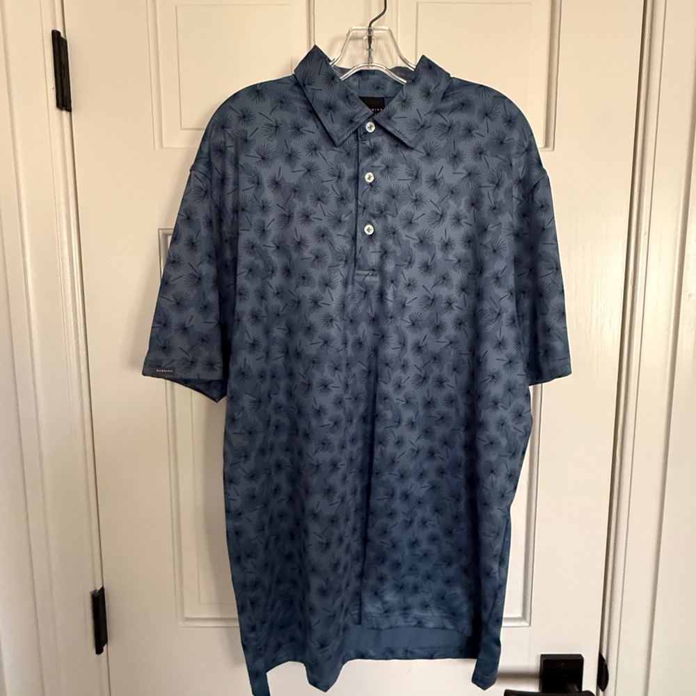 Dunning Men’s Geometric Pine Needles Pattern Golf  Shirt, L